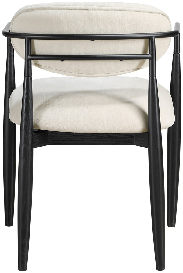 Meridian Furniture Riccio Performance Polyester Dining Arm Chair with Ash Wood and Matte Iron Accents 11025Beige-AC