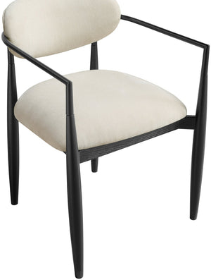 Meridian Furniture Riccio Performance Polyester Dining Arm Chair with Ash Wood and Matte Iron Accents 11025Beige-AC