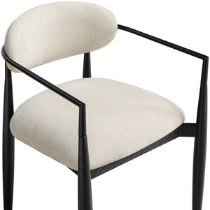 Meridian Furniture Riccio Performance Polyester Dining Arm Chair with Ash Wood and Matte Iron Accents 11025Beige-AC