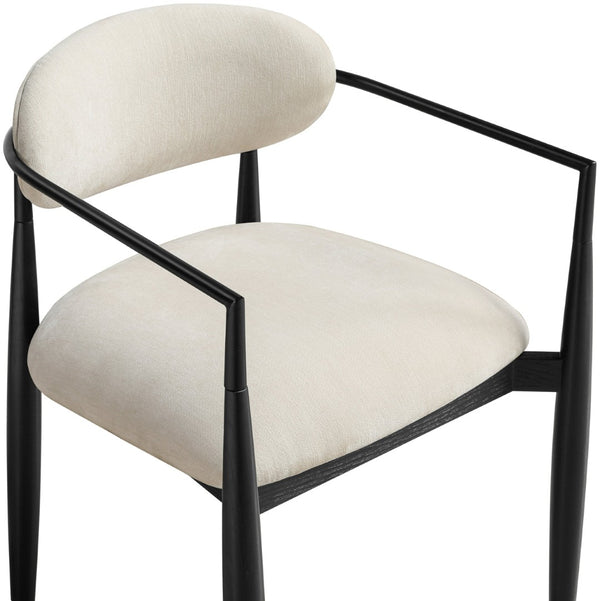 Meridian Furniture Riccio Performance Polyester Dining Arm Chair with Ash Wood and Matte Iron Accents 11025Beige-AC