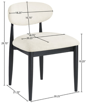 Meridian Furniture Riccio Performance Fabric Dining Chair with Ash Wood and Matte Black Iron Base 11025Beige-SC