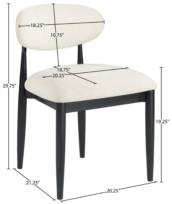 Meridian Furniture Riccio Performance Fabric Dining Chair with Ash Wood and Matte Black Iron Base 11025Beige-SC