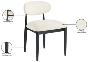 Meridian Furniture Riccio Performance Fabric Dining Chair with Ash Wood and Matte Black Iron Base 11025Beige-SC