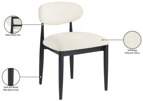 Meridian Furniture Riccio Performance Fabric Dining Chair with Ash Wood and Matte Black Iron Base 11025Beige-SC