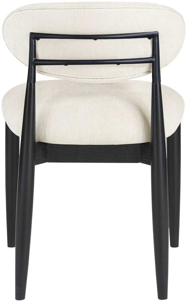 Meridian Furniture Riccio Performance Fabric Dining Chair with Ash Wood and Matte Black Iron Base 11025Beige-SC
