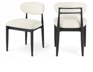 Meridian Furniture Riccio Performance Fabric Dining Chair with Ash Wood and Matte Black Iron Base 11025Beige-SC