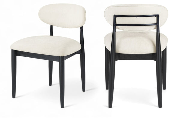 Meridian Furniture Riccio Performance Fabric Dining Chair with Ash Wood and Matte Black Iron Base 11025Beige-SC