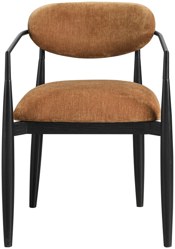 Meridian Furniture Riccio Cognac Polyester Arm Chair with Ash Wood Frame for Modern Dining Rooms 11025Cognac-AC