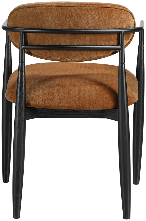 Meridian Furniture Riccio Cognac Polyester Arm Chair with Ash Wood Frame for Modern Dining Rooms 11025Cognac-AC