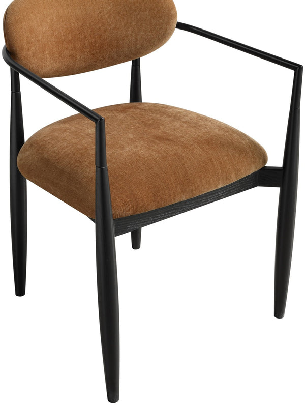 Meridian Furniture Riccio Cognac Polyester Arm Chair with Ash Wood Frame for Modern Dining Rooms 11025Cognac-AC