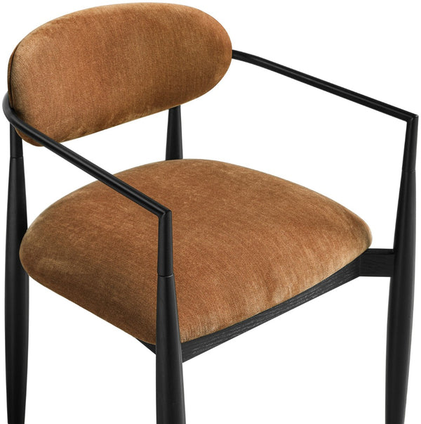 Meridian Furniture Riccio Cognac Polyester Arm Chair with Ash Wood Frame for Modern Dining Rooms 11025Cognac-AC