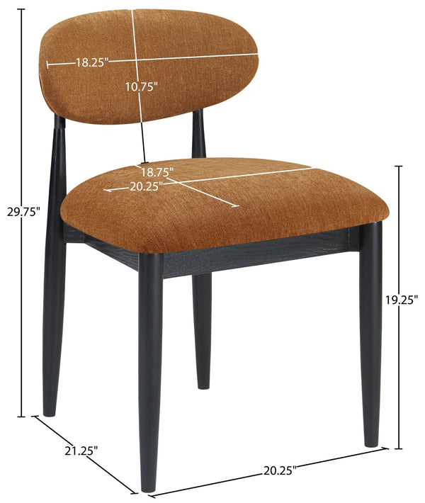 Meridian Furniture Riccio Cognac Polyester Dining Chair with Matte Black Ash Frame for Modern Spaces 11025Cognac-SC