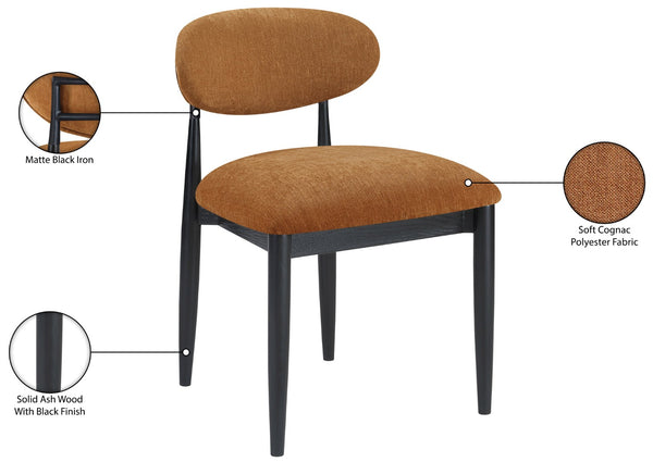 Meridian Furniture Riccio Cognac Polyester Dining Chair with Matte Black Ash Frame for Modern Spaces 11025Cognac-SC