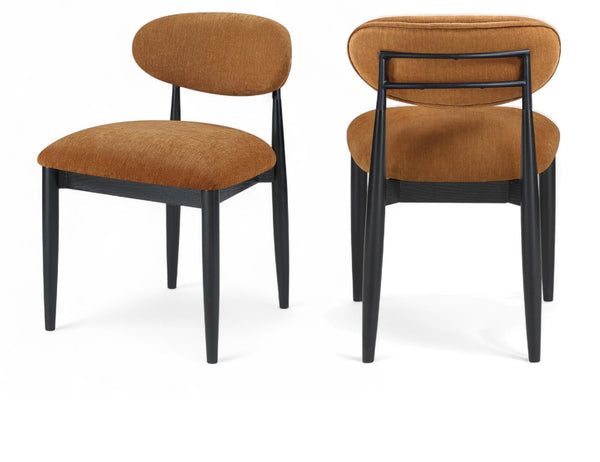 Meridian Furniture Riccio Cognac Polyester Dining Chair with Matte Black Ash Frame for Modern Spaces 11025Cognac-SC