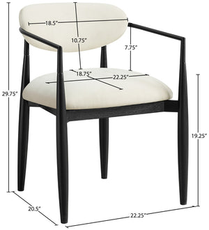 Meridian Furniture Riccio Performance Fabric Arm Chair with Ash Wood Frame for Modern Dining Rooms 11025Cream-AC
