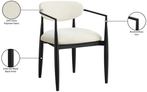 Meridian Furniture Riccio Performance Fabric Arm Chair with Ash Wood Frame for Modern Dining Rooms 11025Cream-AC