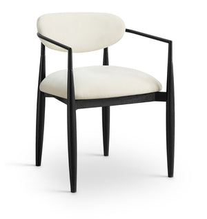 Meridian Furniture Riccio Performance Fabric Arm Chair with Ash Wood Frame for Modern Dining Rooms 11025Cream-AC