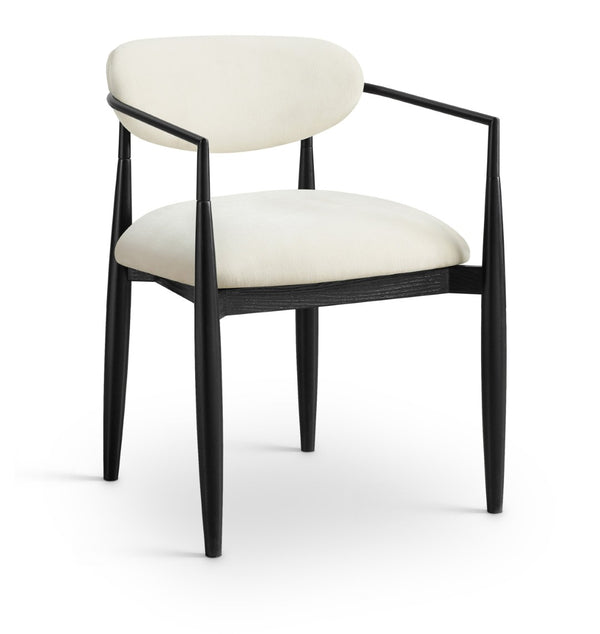 Meridian Furniture Riccio Performance Fabric Arm Chair with Ash Wood Frame for Modern Dining Rooms 11025Cream-AC