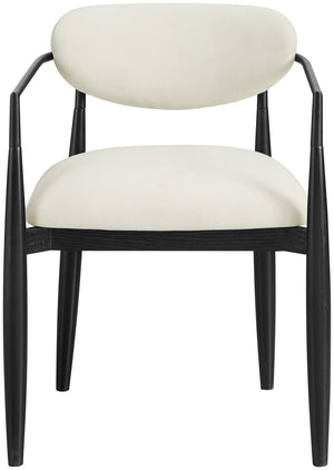 Meridian Furniture Riccio Performance Fabric Arm Chair with Ash Wood Frame for Modern Dining Rooms 11025Cream-AC