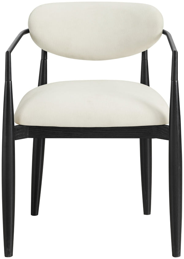 Meridian Furniture Riccio Performance Fabric Arm Chair with Ash Wood Frame for Modern Dining Rooms 11025Cream-AC