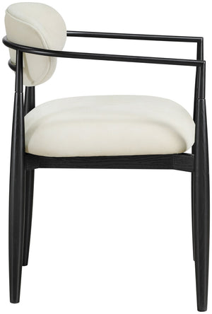 Meridian Furniture Riccio Performance Fabric Arm Chair with Ash Wood Frame for Modern Dining Rooms 11025Cream-AC
