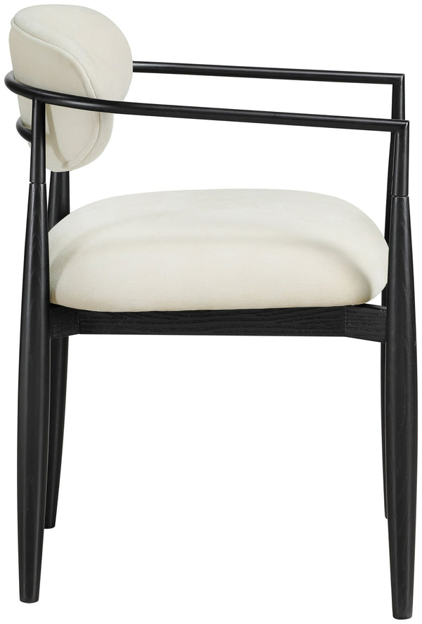 Meridian Furniture Riccio Performance Fabric Arm Chair with Ash Wood Frame for Modern Dining Rooms 11025Cream-AC
