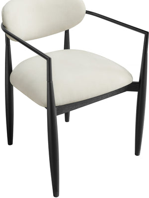 Meridian Furniture Riccio Performance Fabric Arm Chair with Ash Wood Frame for Modern Dining Rooms 11025Cream-AC