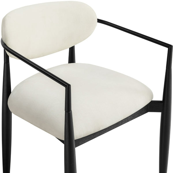 Meridian Furniture Riccio Performance Fabric Arm Chair with Ash Wood Frame for Modern Dining Rooms 11025Cream-AC