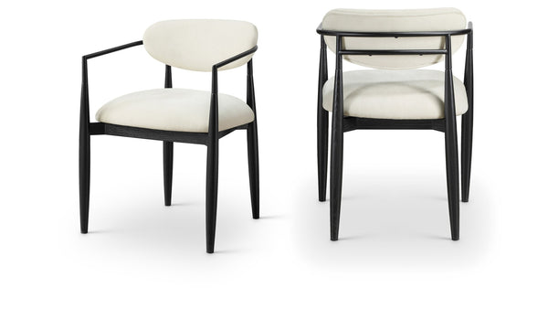 Meridian Furniture Riccio Performance Fabric Arm Chair with Ash Wood Frame for Modern Dining Rooms 11025Cream-AC