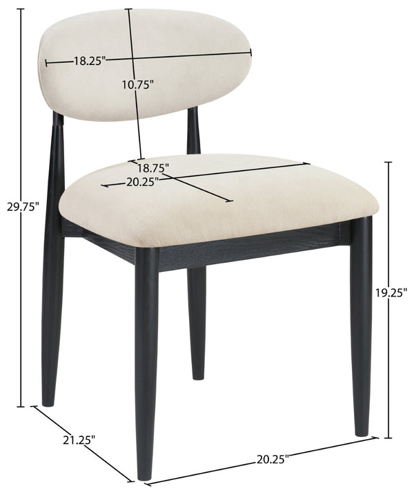Meridian Furniture Riccio Performance Upholstered Dining Chair Solid Ash Frame Matte Black Accents 11025Cream-SC