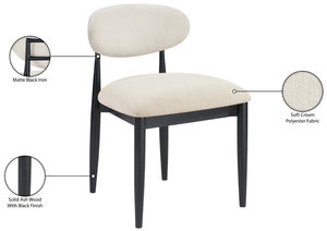 Meridian Furniture Riccio Performance Upholstered Dining Chair Solid Ash Frame Matte Black Accents 11025Cream-SC