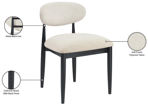 Meridian Furniture Riccio Performance Upholstered Dining Chair Solid Ash Frame Matte Black Accents 11025Cream-SC