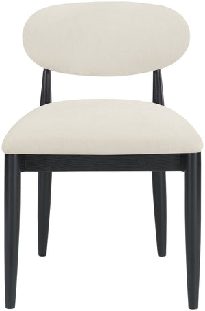 Meridian Furniture Riccio Performance Upholstered Dining Chair Solid Ash Frame Matte Black Accents 11025Cream-SC