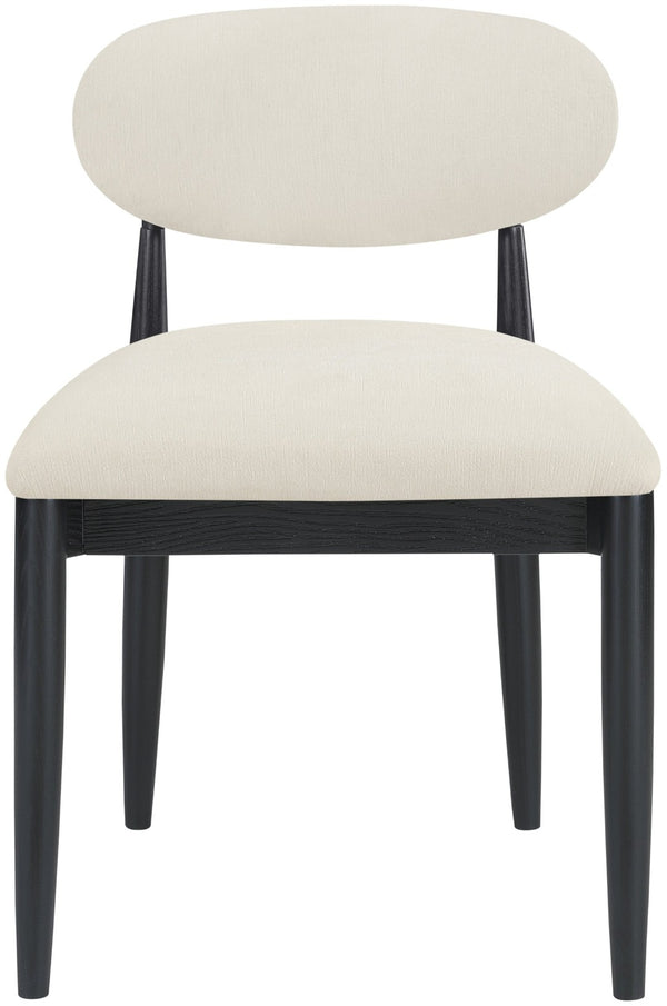 Meridian Furniture Riccio Performance Upholstered Dining Chair Solid Ash Frame Matte Black Accents 11025Cream-SC