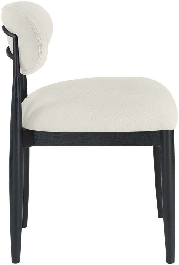 Meridian Furniture Riccio Performance Upholstered Dining Chair Solid Ash Frame Matte Black Accents 11025Cream-SC