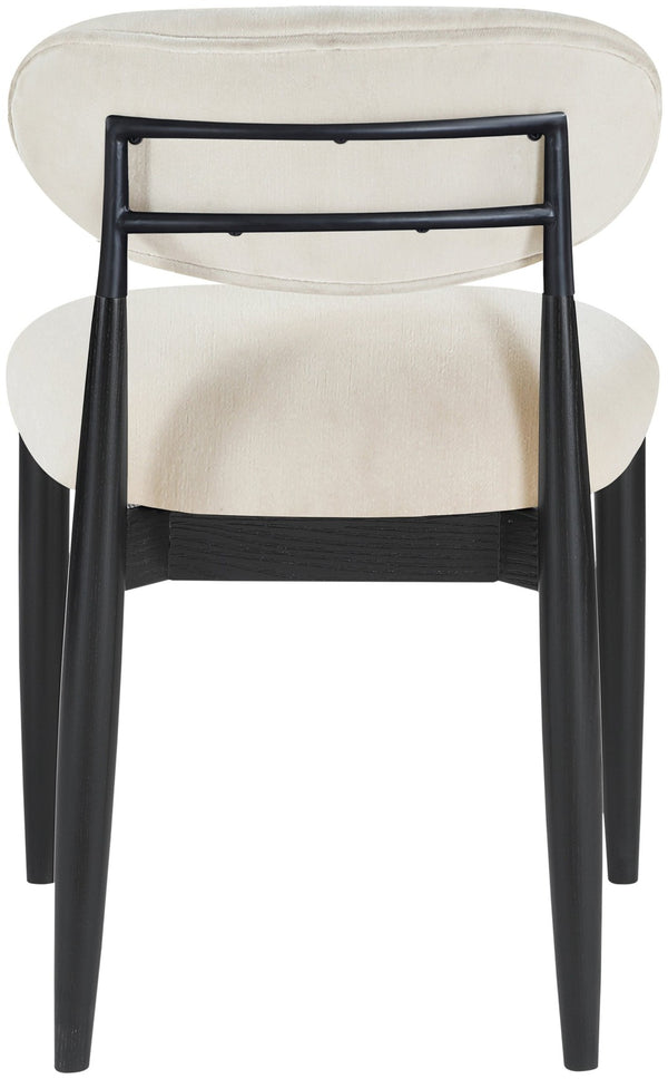 Meridian Furniture Riccio Performance Upholstered Dining Chair Solid Ash Frame Matte Black Accents 11025Cream-SC