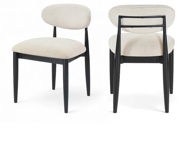 Meridian Furniture Riccio Performance Upholstered Dining Chair Solid Ash Frame Matte Black Accents 11025Cream-SC