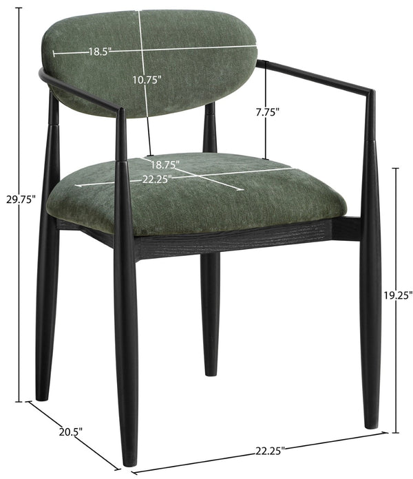 Meridian Furniture Riccio Olive Polyester Arm Chair with Ash Wood Frame for Modern Dining Rooms 11025Olive-AC