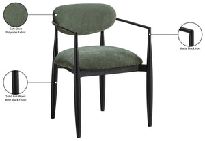 Meridian Furniture Riccio Olive Polyester Arm Chair with Ash Wood Frame for Modern Dining Rooms 11025Olive-AC