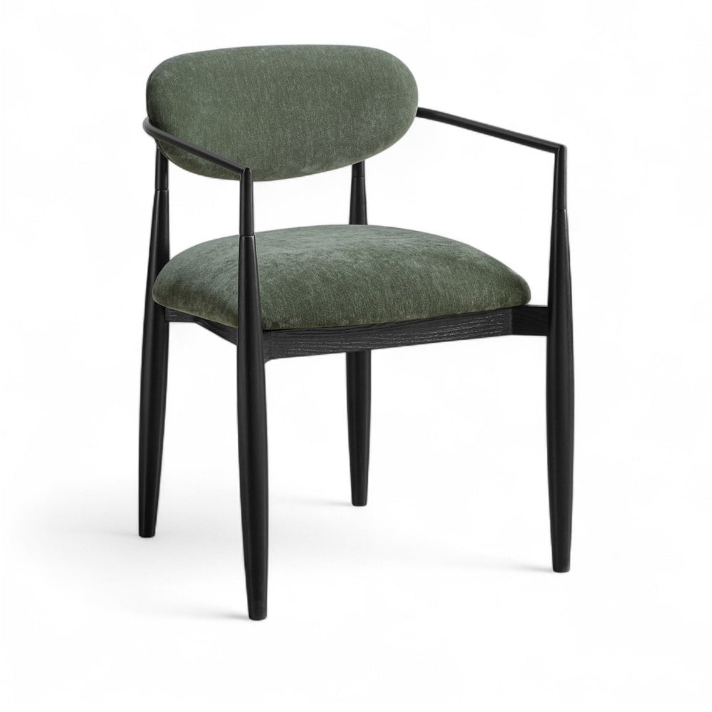 Meridian Furniture Riccio Olive Polyester Arm Chair with Ash Wood Frame for Modern Dining Rooms 11025Olive-AC