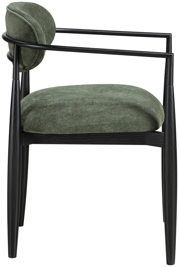 Meridian Furniture Riccio Olive Polyester Arm Chair with Ash Wood Frame for Modern Dining Rooms 11025Olive-AC