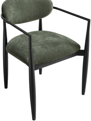Meridian Furniture Riccio Olive Polyester Arm Chair with Ash Wood Frame for Modern Dining Rooms 11025Olive-AC