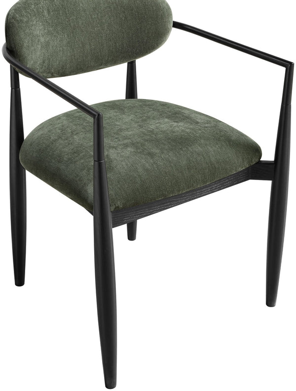 Meridian Furniture Riccio Olive Polyester Arm Chair with Ash Wood Frame for Modern Dining Rooms 11025Olive-AC