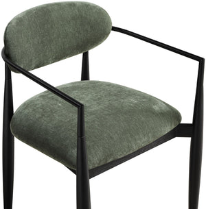 Meridian Furniture Riccio Olive Polyester Arm Chair with Ash Wood Frame for Modern Dining Rooms 11025Olive-AC