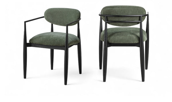 Meridian Furniture Riccio Olive Polyester Arm Chair with Ash Wood Frame for Modern Dining Rooms 11025Olive-AC