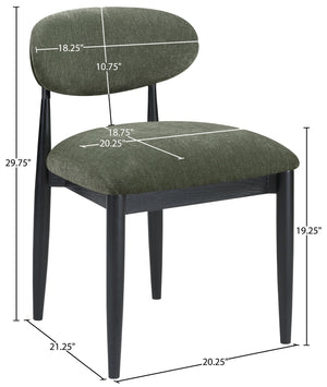 Meridian Furniture Riccio Olive Performance Fabric Dining Chair with Ash Frame and Matte Black Accents 11025Olive-SC