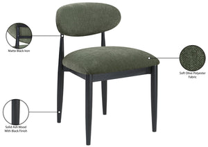 Meridian Furniture Riccio Olive Performance Fabric Dining Chair with Ash Frame and Matte Black Accents 11025Olive-SC