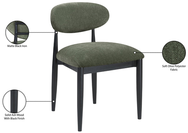 Meridian Furniture Riccio Olive Performance Fabric Dining Chair with Ash Frame and Matte Black Accents 11025Olive-SC