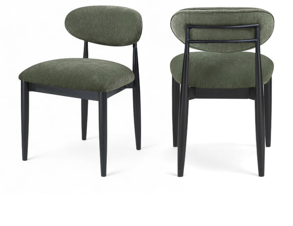 Meridian Furniture Riccio Olive Performance Fabric Dining Chair with Ash Frame and Matte Black Accents 11025Olive-SC
