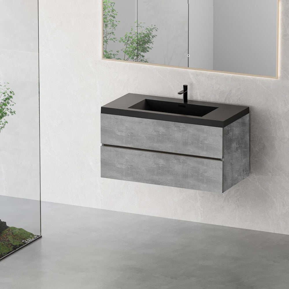 English Elm 42" Floating Bathroom Vanity Wall Mounted Ash Cabinet Soft Close Integrated Basin W1573P155847